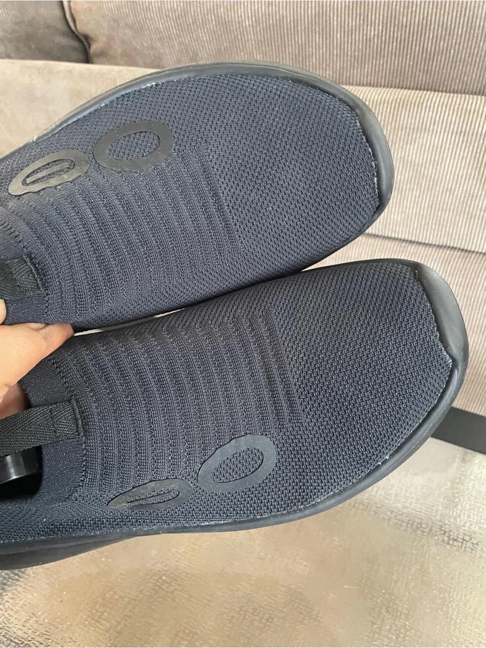 Oofos Men's Oomy Zen Triple Black Platform Slip-On Shoes, Size 11